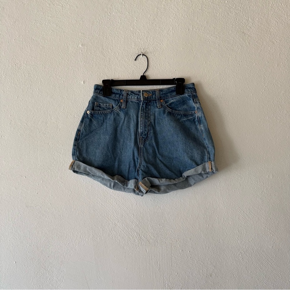 Wild Fable Womens Size 6 Blue Denim Mom Shorts Happy Embroidery - Picture 15 of 16